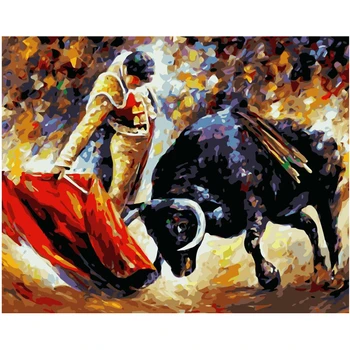 Maľovanie Podľa Čísel DIY Dropshipping 40x50 60x75cm Toreador a black bull Obrázok Plátno Svadobné Dekorácie Umenie obrázok Darček