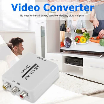 2020 Novú Mini HD Video Converter Box RCA AV CVSB do RF Video Adaptér Converter Podporuje MHz 61.25 67.25 TV Prepínač