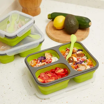 Naturehike Silikónové Skladacie Bento Box Rozkladacie Prenosné Lunch Box na Jedlo Riadu Potravín Kontajner Potravín Miska