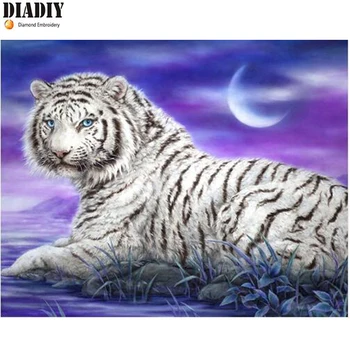 Plné Námestia/Kolo Vŕtať 5D DIY Diamond Maľba Biela tiger3 D Výšivky Cross Stitch Mozaiky Domova