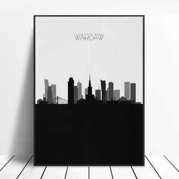 Varšava Skyline Umelecké Plátno Plagát, Tlač Domova Maľovanie Bez Rámu