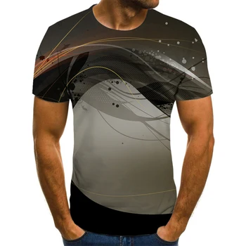 Čierna a biela šedá štýl jednoduchý 3D tlač kolo krku muž T-shirt troch-dimenzionální tlač 3D muž T-shirt