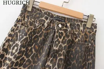 2020 dámskej Módy Ostrihané Nohavice Vysoký Pás Slim Úsek Leopard Džínsy All-Zápas Tenké, Rovné Nohavice Trend Jeseň Nové
