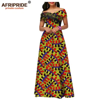 2020 afriky maxi šaty pre ženy ankara textílie+strapec strany svadobné dĺžka podlahy ženy bežné bavlnené šaty AFRIPRIDE A1925018