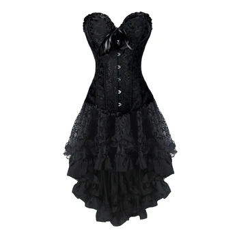 Ženy Gotický Steampunk Korzet, Šaty, Kostýmy Goth Paródia Overbust Bustier Top S Sukne Oblečenie
