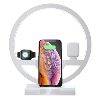 3 V 1 QI Rýchle Bezdrôtové Nabíjačky Dock pre iPhone 11 Pro Max pre Apple Hodinky iWatch 1 2 3 4 5 Airpods Nabíjačka, Držiak na LED Lampa 2019