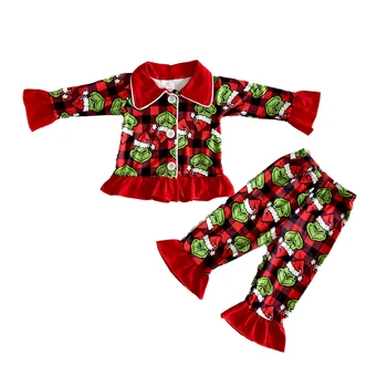 Roztomilý Dievča Dlhý Rukáv Oblečenie Set sa Deti Zimné Oblečenie, Pyžamá Deti Móda Prehrabať Oblek na Vianoce