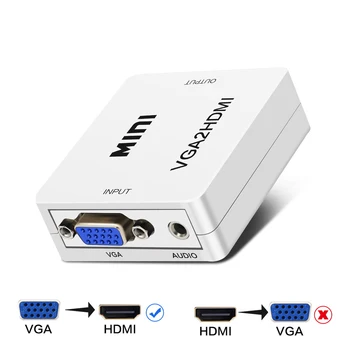 1080P Mini VGA HDMI Prevodník S Audio VGA2HDMI 1080P Adaptér Konektor Pre Projektor PC, Notebooku na HDTV