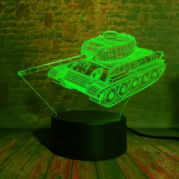 Kreatívne 3D Pohode Vojenského Stroja Nádrže Nočné Svetlo USB Touch 7 Zmena Farby LED Tabuľka Visual Domova Lampa Deti Detské Vianočné Hračky
