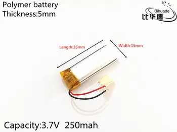 Liter energie batéria 3,7 V 250mAh 501535 Lithium Polymer Li-Po Nabíjateľná Batéria Pre Mp3, MP4
