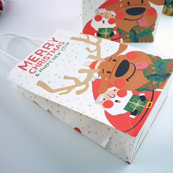 6pcs/veľa Veselé Vianoce Kraft Papier Tašky Vianočný Večierok Nový Rok Dovolenku Dekorácie, Papierové Darčekové Cukrovinka Baliace Tašky Dropship