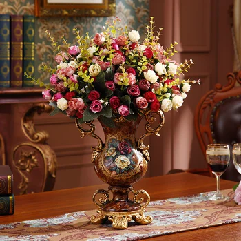 Európska Živice Váza+Umelý Kvet Nastaviť Výzdoba Domov x izba, obývacia izba Dekorácie TV Kabinet Kaviareň Kvet Usporiadanie Kvetináč Remeslá