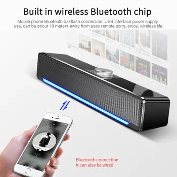 Bluetooth A Káblové Zvuk Bar 3,5 mm AUX, USB Domáce Kino FM Rádio Surround Sound Bar PC Reproduktorov Počítača Soundbar Pre PC, Notebook