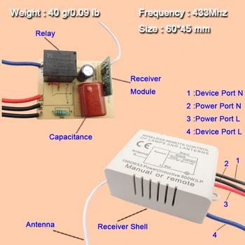433Mhz Led light switch Univerzálne Diaľkové Ovládanie prepínača vf Relé Prijímač AC220V 1 C ZAPNÚŤ/VYPNÚŤ a LED/ventilátor lampa radič