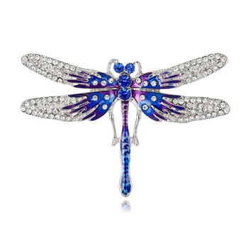 Smalt Dragonfly Brošňa Green Crystal Brošne Kostým pre Ženy Party Dekorácie Pin Svadobné, Vianočné Šperky Nový Rok Darček