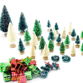 56 Ks Umelá Mini Vianočné Stromčeky Miniatúrne Sisal Matné Vianočné Stromčeky Fľaša Kefa Stromy pre KUTILOV, Remeselníkov Domov