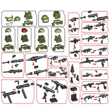 Vojenské Tému DIY Malých Častíc stavebným Zbraň Súprava Hračiek Nastaviť pre Deti deti Bloky Príslušenstvo - Ťažké Zbrane