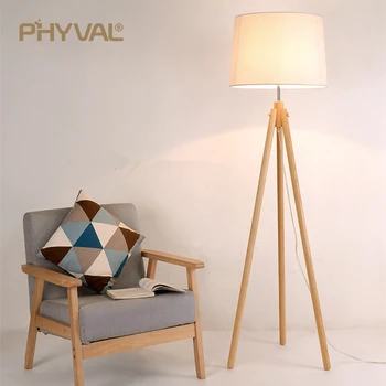 Podlahová Lampa Moderného Jednoduchá obývacia izba, spálňa, podlahy svetlo Nordic tvorivé lampy Tri nohy Masívneho dreva štandardná žiarovka E27