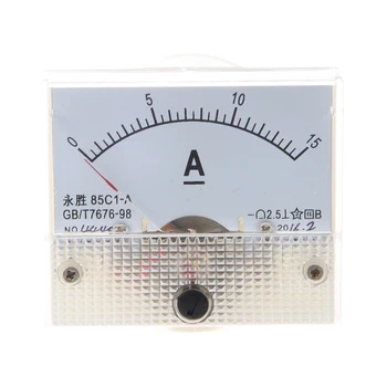 HLZS - 85C1 DC 0-15A Obdĺžnik Analógový Panel Ammeter Rozchod