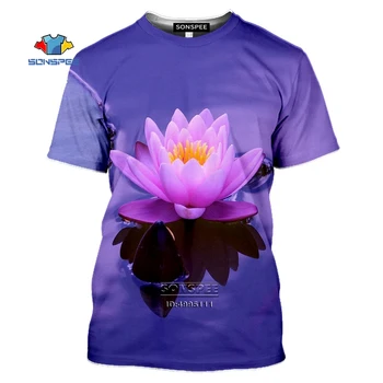 SONSPEE lotosové Kvety pánske T-shirt 3D Tlač Bud T shirt Príležitostné Letné Tričko Telocvični Harajuku Tee Topy Hip Hop Oblečenie, Streetwear