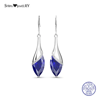 Shiepei 2019 Blue Sapphire Náušnice pre Ženy 925 Sterling Silver Prírodné Sapphire Drop Náušnice Svadobný Darček k Narodeninám