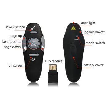 2.4 G RF Ukazovateľ Pero USB Wireless Power Point Moderátorka Pero Diaľkové Ovládanie