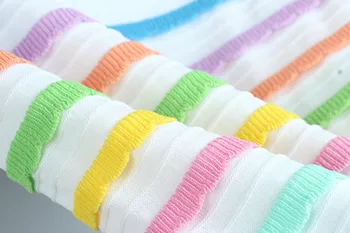 2020 Príležitostné Letné tričko, Sveter Harajuku Ženy Tees Rainbow Prekladané Krátky Rukáv Voľné T-shirt Kvalitné Tričko Knitwear