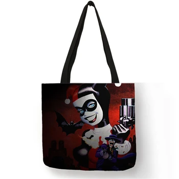 Novinka Vzor Bag Vak Hlavný Kreslený Seriál Charakter Joker Taška cez Rameno Bielizeň Textílie Opakovane Práce Shopper Kabelky pre Ženy