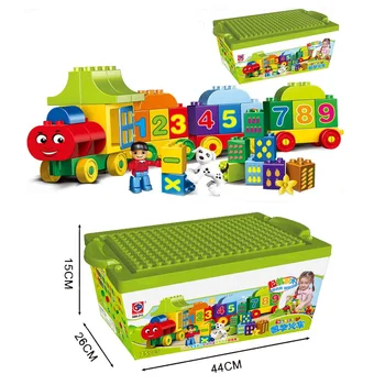 Obrázok Vlak Zostavený Bloky Detí Raného Vzdelávania Gramotnosti Stavebné Bloky Základné Kognitívne Hračky Kompatibilné Duploed Bloky