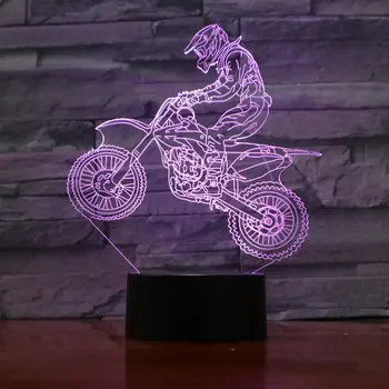 3D Lampa Motocyklistu Visual Svetelný Efekt Najlepšie Dekorácie pre Dieťa Atmosféru Hologram Farebné s Diaľkovým Led Nočné Svetlo Lampy