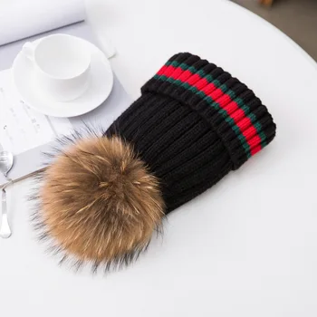 2020 Nové prírodné fox kožušiny pom pom klobúk módne zimné Pletené klobúk pre dievča ženy teplé čiapky, Teplé deti Spp jeseň