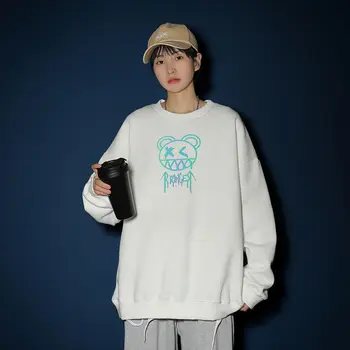 PR 2020 Jeseň Nové dámske Mikiny Bežné Nadrozmerná Pár Hoodies kórejský Streetwear Žena Vytlačený Mikina