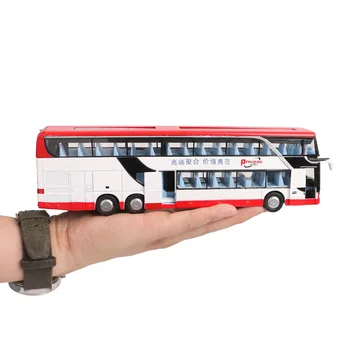 Horúce darček 1:50 cestovať autobusom zliatiny model,simulácia double-decker bus model,detí, zvuk a svetlo, vytiahnuť späť hračky,zdarma shippi