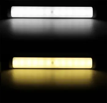 PIR Snímač USB Nabíjateľné LED Skriňa Svetlo Pod Skrinku Skriňa, Nočné Svetlo Bezpečnostné svetlo s Hákom Koľaji Biela Lampa