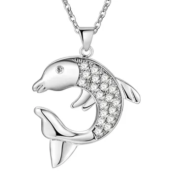 925 Sterling Silver Náhrdelníky pre Ženy Drahokamu Zirconia Dolphin Prívesok & Náhrdelník Collier Femme Choker Svadobné Šperky