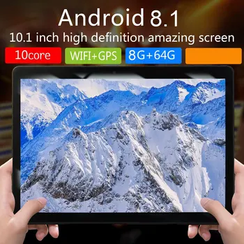 KT107 Kola Otvor Tablet 10.1 Palcový Veľký Displej Android 8.10 Verzia Fashion Prenosný Tablet 8G+64 G Black Tablet Black EÚ Plug