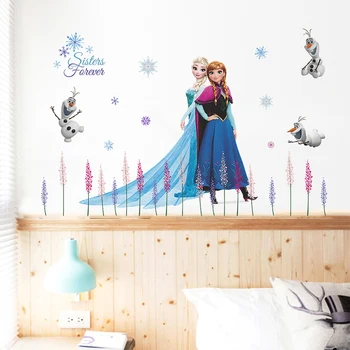 Disney Olaf Elsa Kráľovná Anna Princezná Anime Samolepky Na Stenu Detská Izba Dosky Domova Cartoon Nástenné Art Mrazené Filmový Plagát