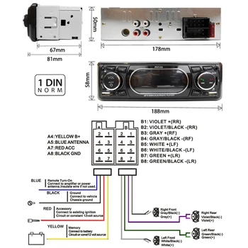 Auto Radio 1 Din Bluetooth Car MP3 Audio Prehrávač Dual USB Handsfree Telefonovanie A2DP, FM TF Aux ISO Stereo Systém Vedúci Jednotky PHYEE 8809