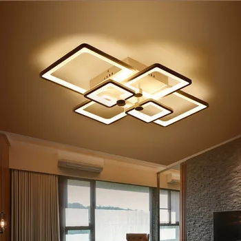 Moderné LED Stropný Luster Osvetlenie Pre Obývacia Izba Jedáleň Lampa Námestí Čierna Doma Kuchynské Zariadenia S Diaľkovým Spálňa Lesk
