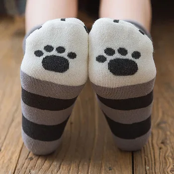 Zimné Dámske Packa Tlač Vzor Ponožky Plus Velvet Teplé Roztomilý pohodlný Spánok Domov Ponožky Česanej Bavlny Poschodí Ponožky