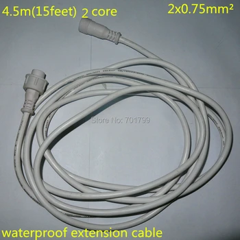 4,5 m(15feet) 2 jadra nepremokavé predlžovací kábel, jeden koniec s mužským, druhý koniec s samica, biela farba;13.5 mm série