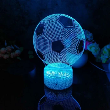 Led 3D Nočné Svetlo 2020 Nový Futbalový Vzor Nočného pre Dieťa Spálňa Decor Stolná Lampa 16 Farieb s diaľkovým