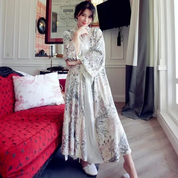 Vysoká Kvalita Kvetinový Hodvábny Zamat Vyšívané Luxusné Oblečenie Pre Ženy, Dlhý Rukáv Elegantné Nightgowns Žena Dlho Sleepwear 5587