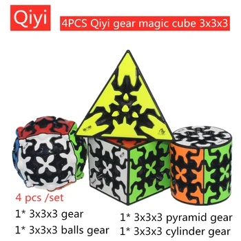 4 Ks/set QiYi Magic cube Výstroj 3x3x3 pyramídy výstroj kocka Qiyi 3x3 Puzzle cubo magico Qiyi Výstroj kocka Vzdelávacie Hračky Hra cube