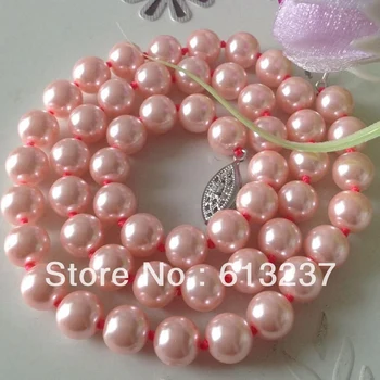 Nádherné okrúhle ružové shell simulované-pearl klasická mm 8 mm 10 mm 12 mm 14 mm korálky diy žena náhrdelník šperky, takže 18-palcové MY4066