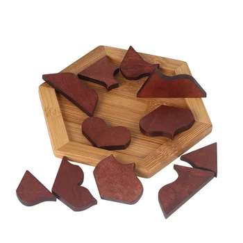 Candywood Dreva v tvare Srdca Tangram Skladačka Rada Vzdelávacie Skoré Vzdelávanie Drevené Puzzle Hra, Hračky pre Deti, Detský Darček