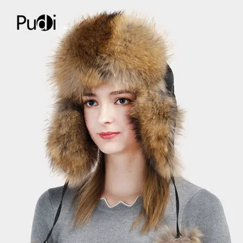 Pudi HF709 ženy, skutočné mýval&fox kožušinové čiapky 2017 úplne nové zimné teplé trapper Bombardér klobúky farby zimné čiapky