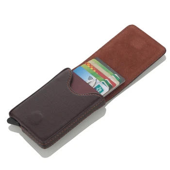 1 Kus Pu Kožené Novú Kartu Id Držiteľov RFID Hliníkovej Zliatiny Kreditnej Karty Držiteľ Peňaženky Antitheft Mužov Automatické kontextové RFID Peňaženky