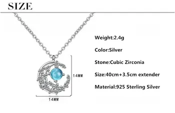 925 Sterling Silver Elegantné Mesiac Lesk CZ Zirkón Žena Prívesok Náhrdelník Podpora Originálne Šperky Valentína Darček