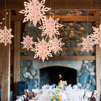 Vianočné Prívesok Dekorácie pre Domov Winkle Star Snowflake Papier Visí Girlandy 2021 Vianoce Dekor Noel Navidad Ozdoby 6Pcs
